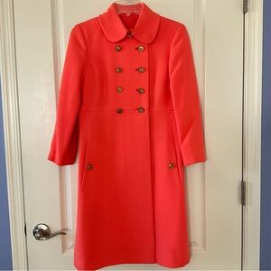 Rizik Bros Dress Coat Sz S or XS Coral Orange